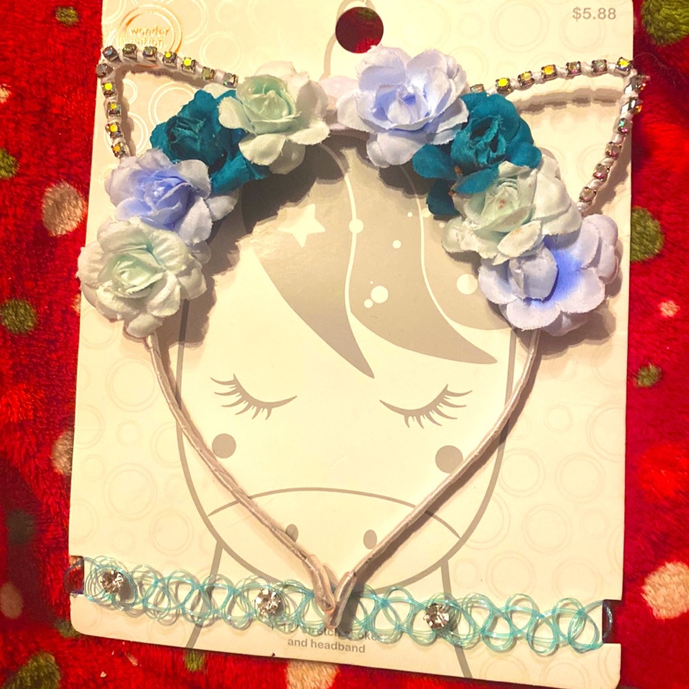 🦄 Floral Headband with a 12” stretch choker